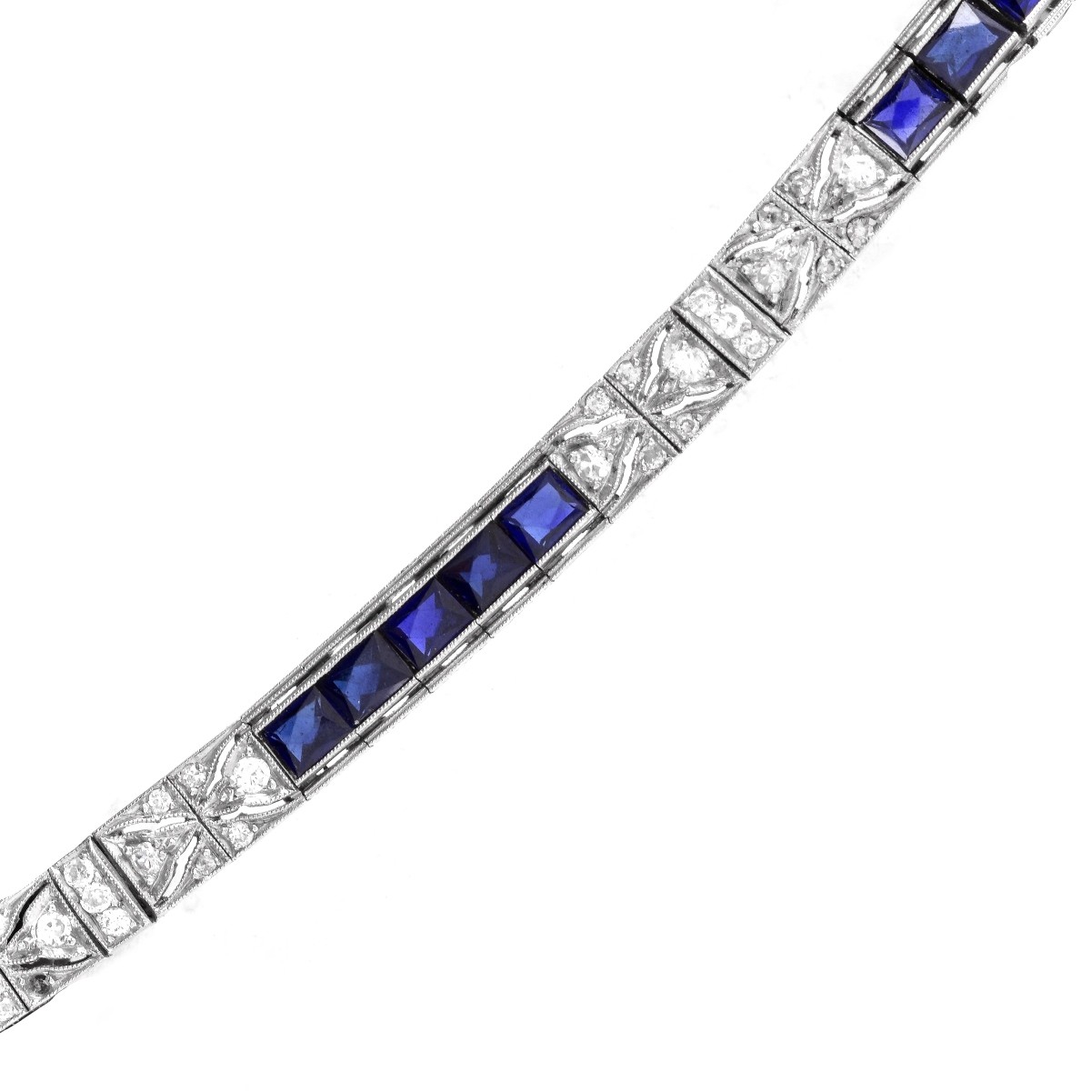 Art Deco Diamond, Sapphire and Platinum Bracelet