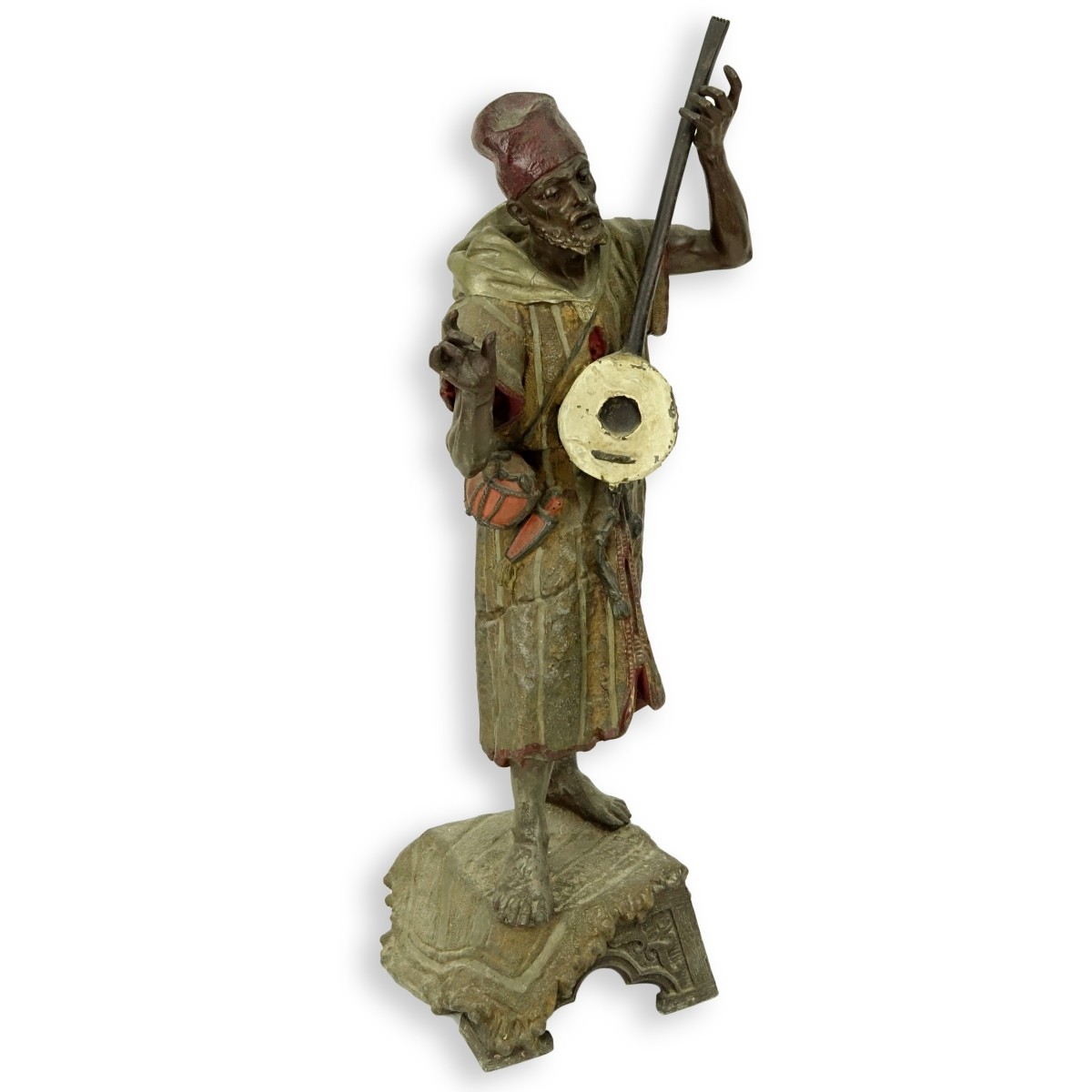 Antique French Polychrome Spelter Banjo Player