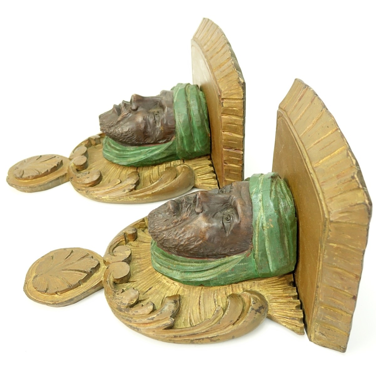 Pair of Carved Wood Arab Figural Wall Brackets