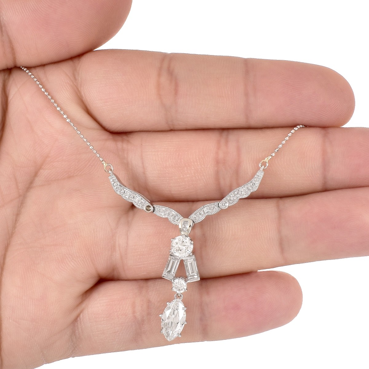 5.24ct TW Diamond and Gold Pendant Necklace