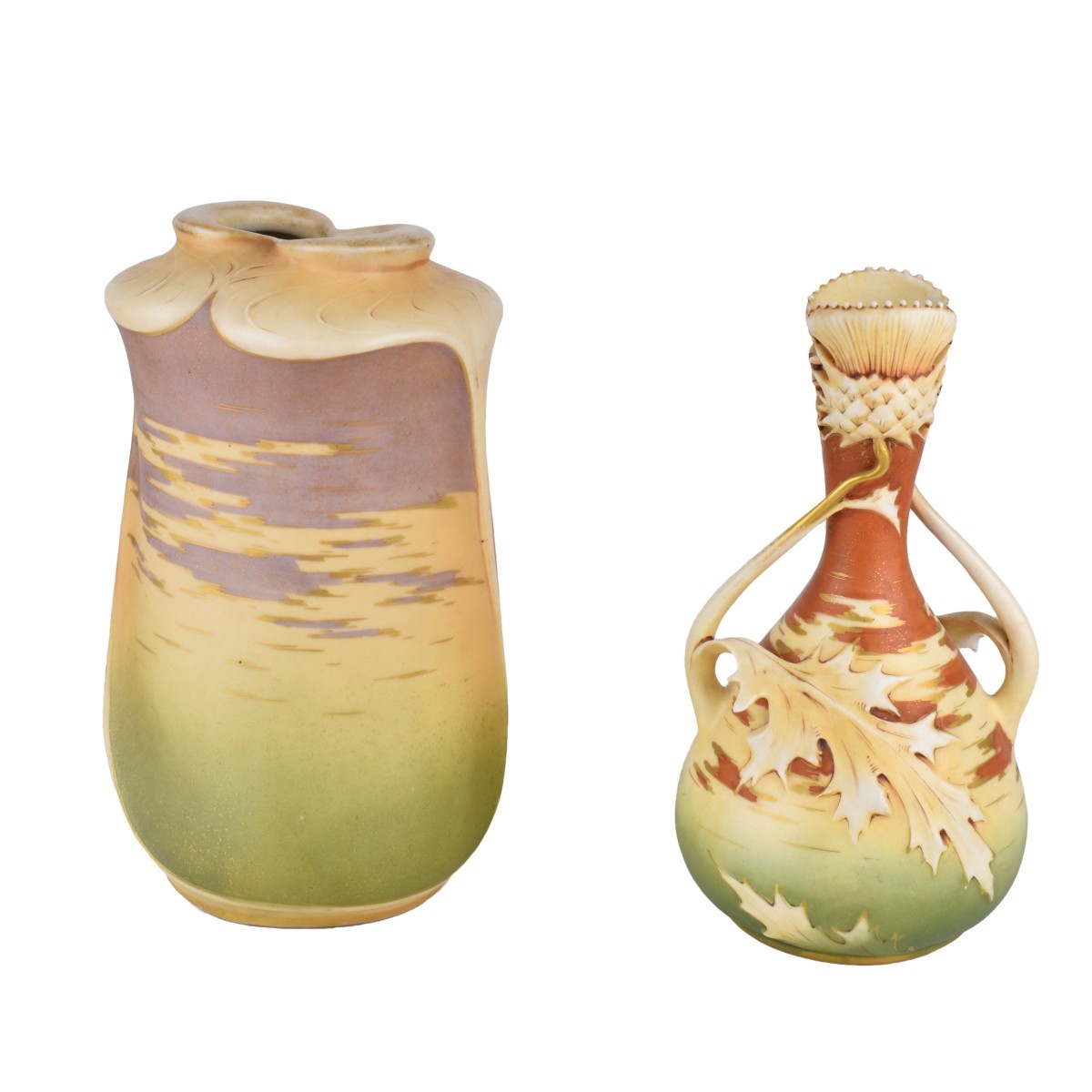 Two Turn Teplitz Amphora Pottery Vases