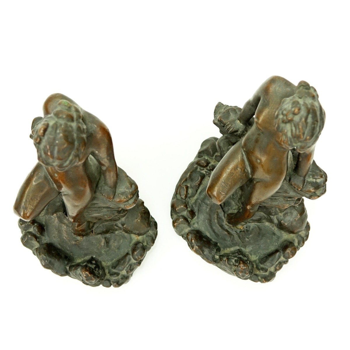 Pair KBW Bronze Clad Bookends Nude At Pond