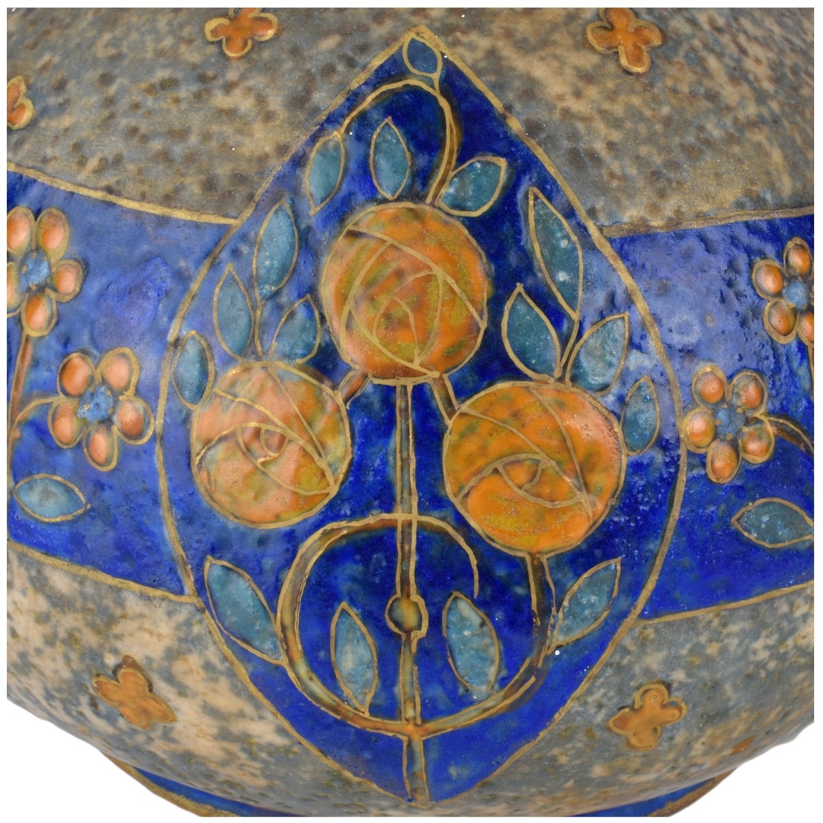 Large Art Nouveau Amphora Enameled Pottery Ewer