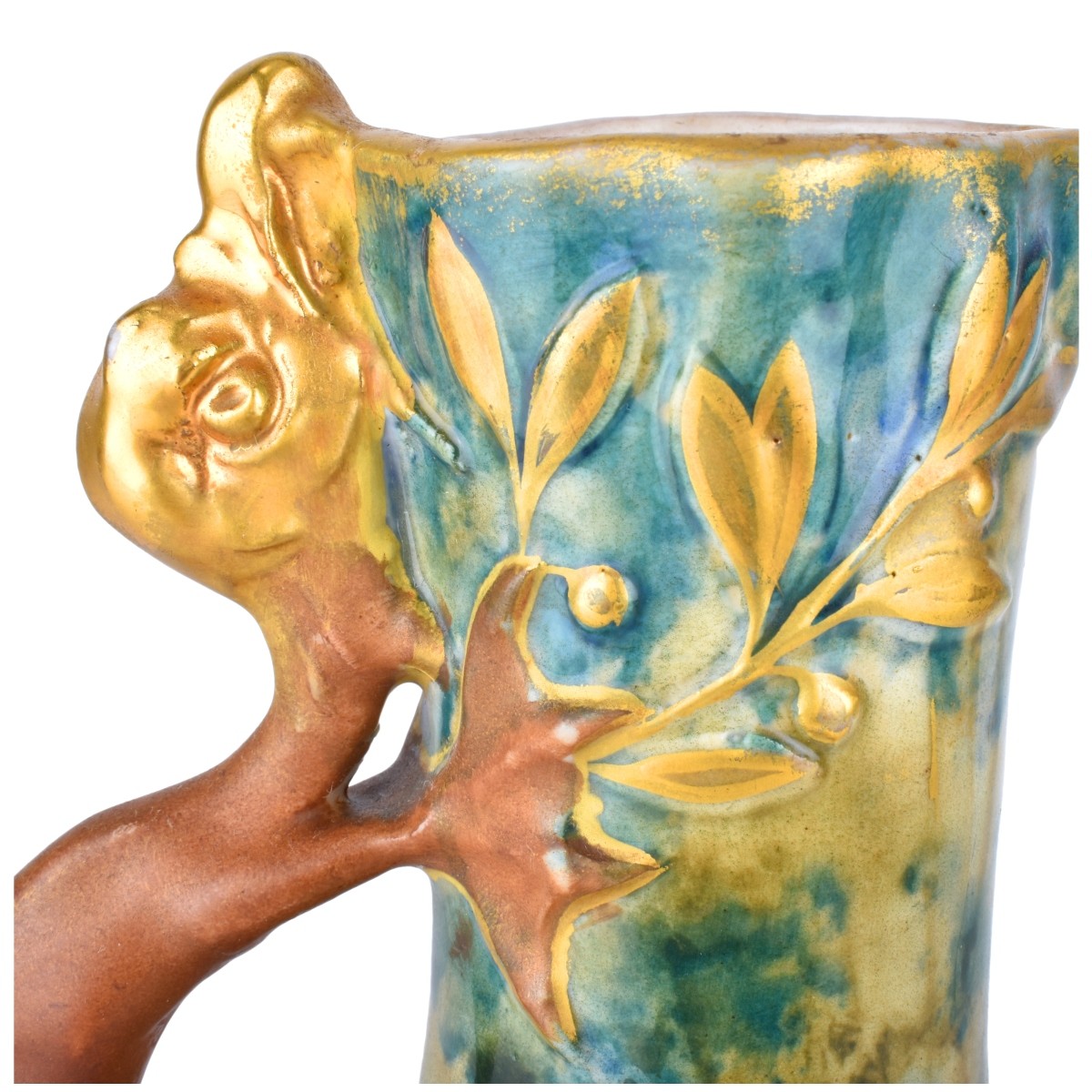 Amphora Glazed Pottery Pitcher Dragon Handle