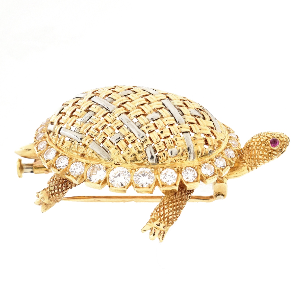 Fine French 18K Gold Turtle Brooch