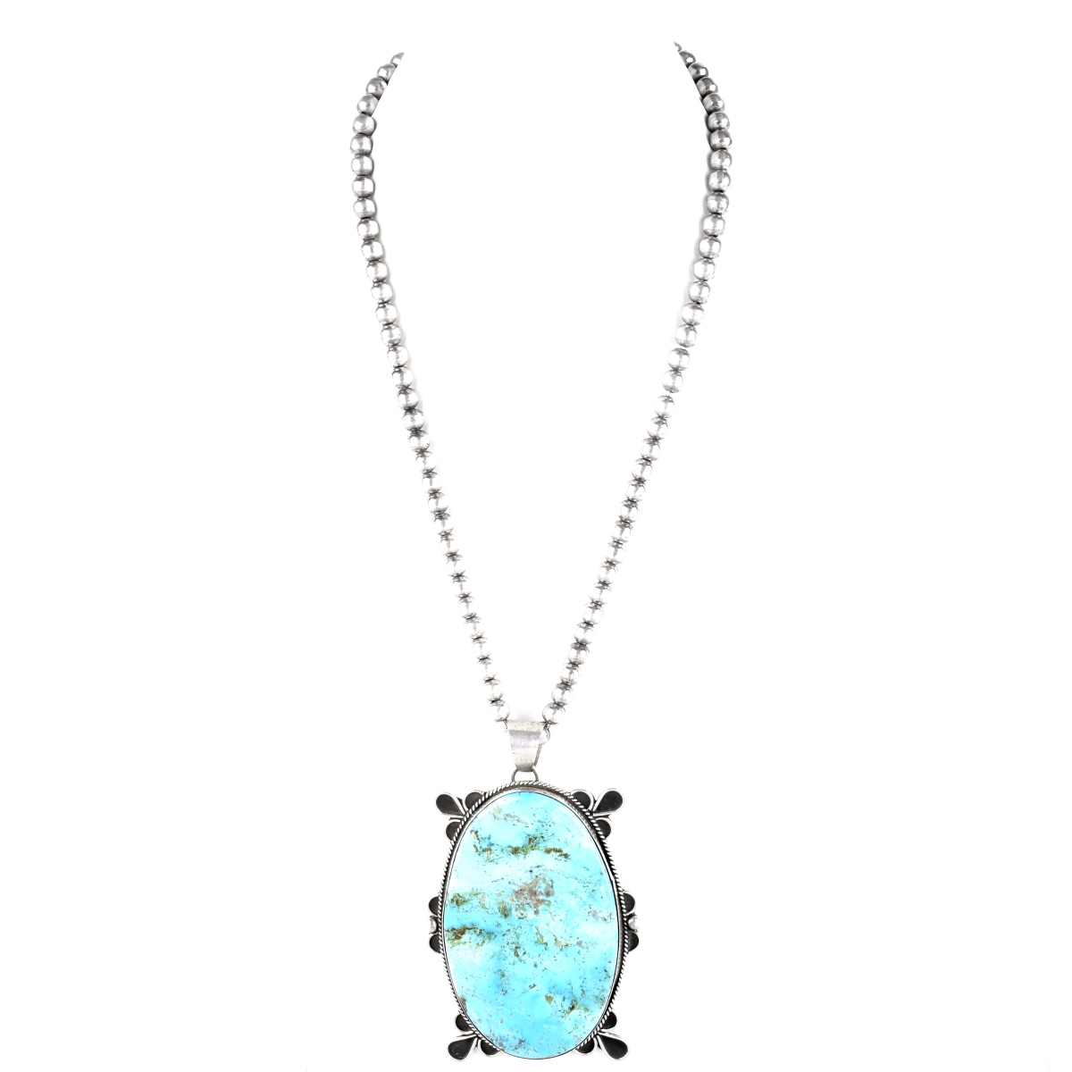 Silver and Turquoise Pendant Necklace