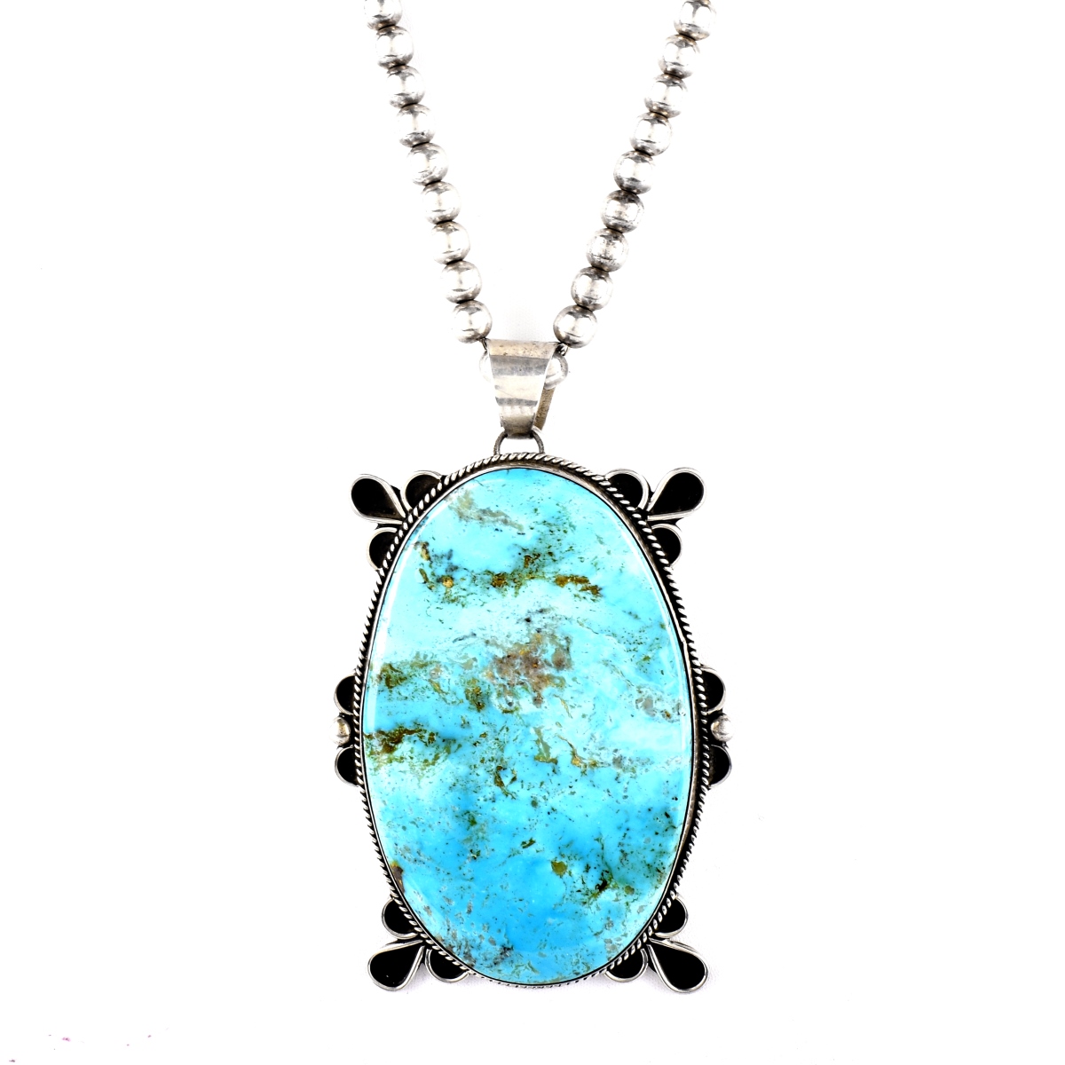 Silver and Turquoise Pendant Necklace