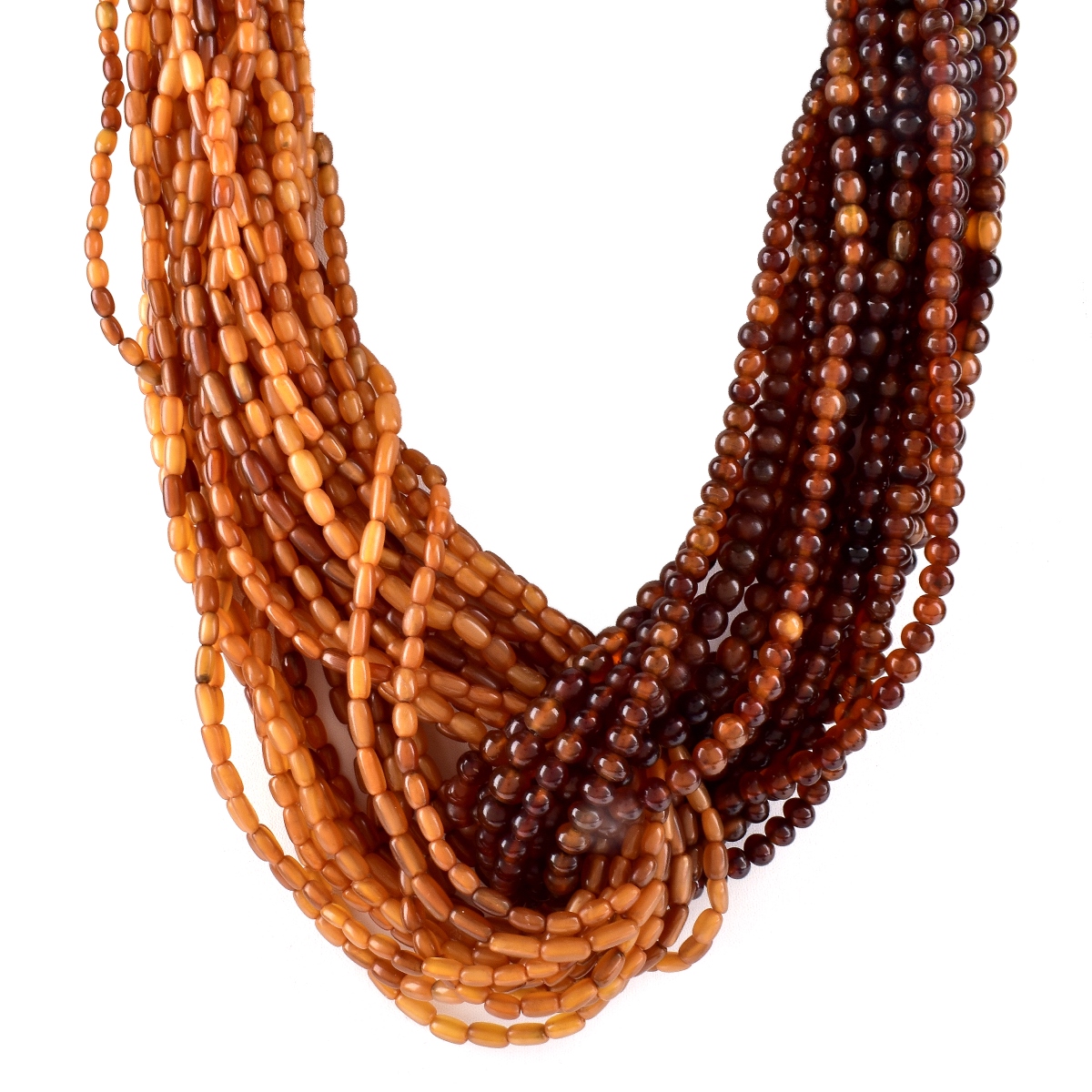 Large Amber and Horn Torsade Necklace