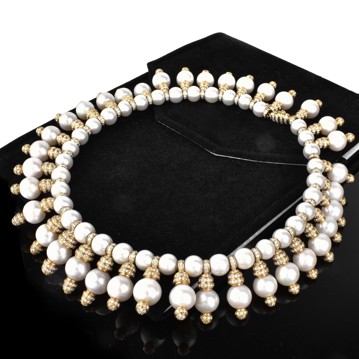 25.0ct TW Diamond, Pearl and 18K Gold Necklace