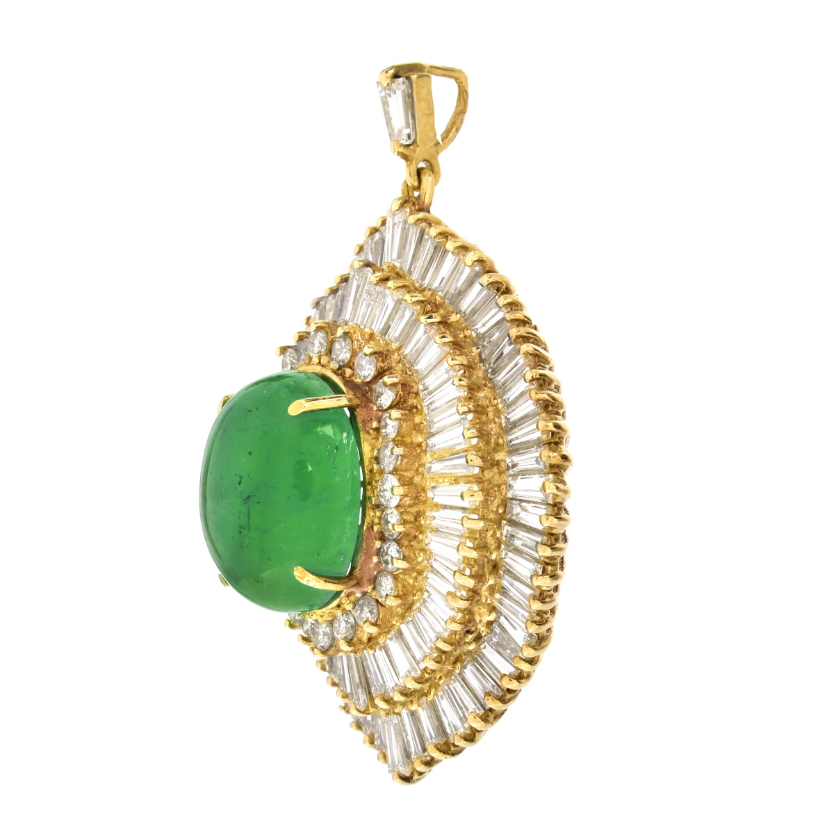 Emerald, Diamond and 18K Gold Pendant