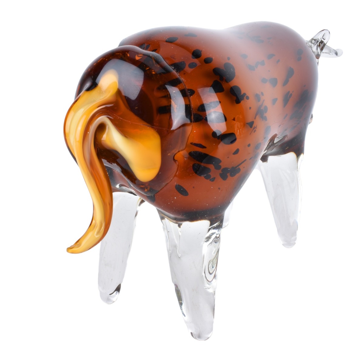 Collection of 3 Contemporary Art Glass Bull Figure