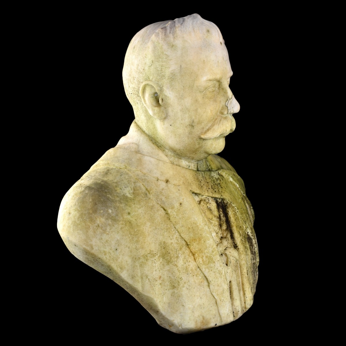 Antique 1920's Marble Bust Of A Man