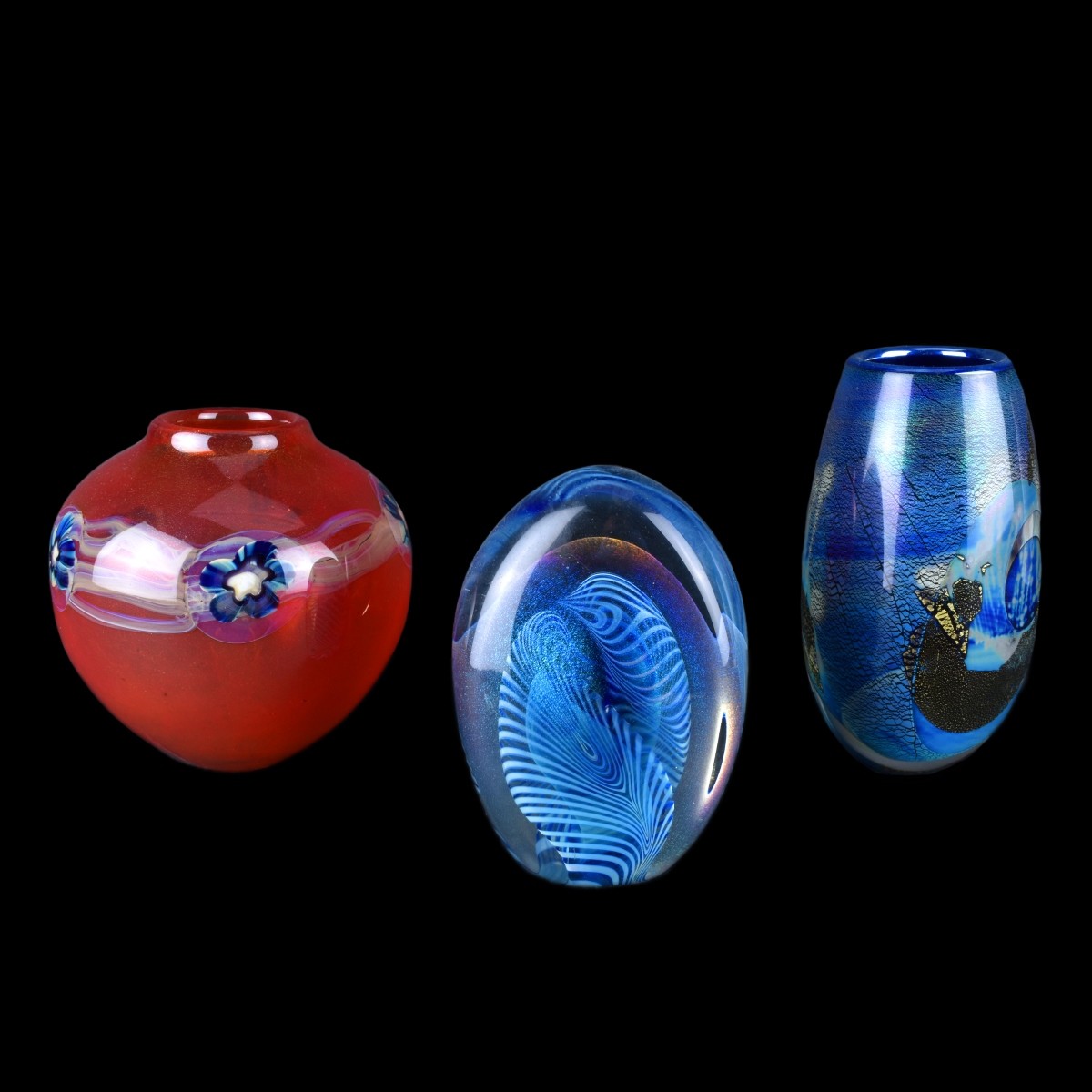 Three (3) Pieces Contemporary Art Glass