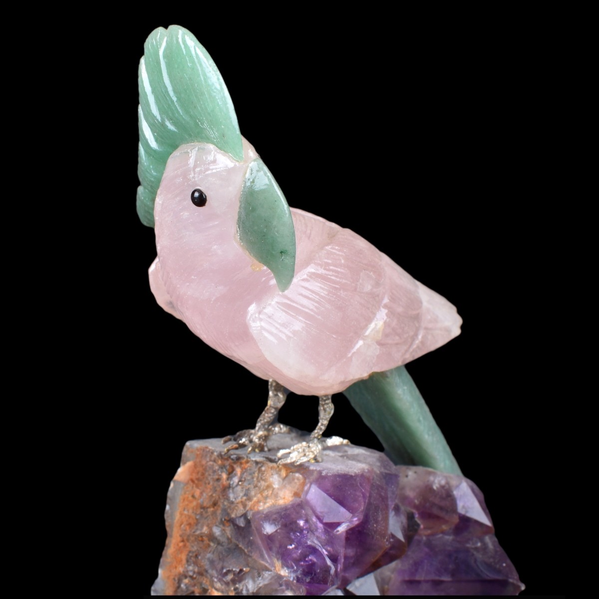 Two (2) Gemstone Bird Sculptures