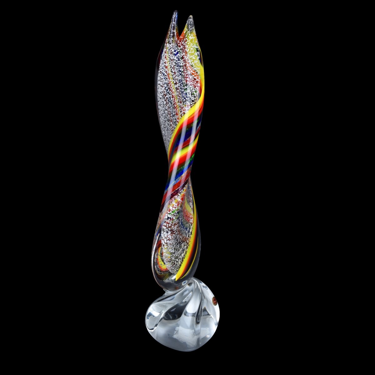 Large Murano Italian Art Glass Flame Sculpture