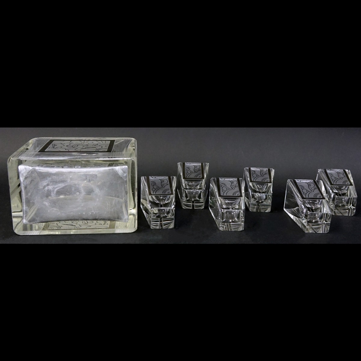 Czech Art Deco Crystal Seven Piece Set