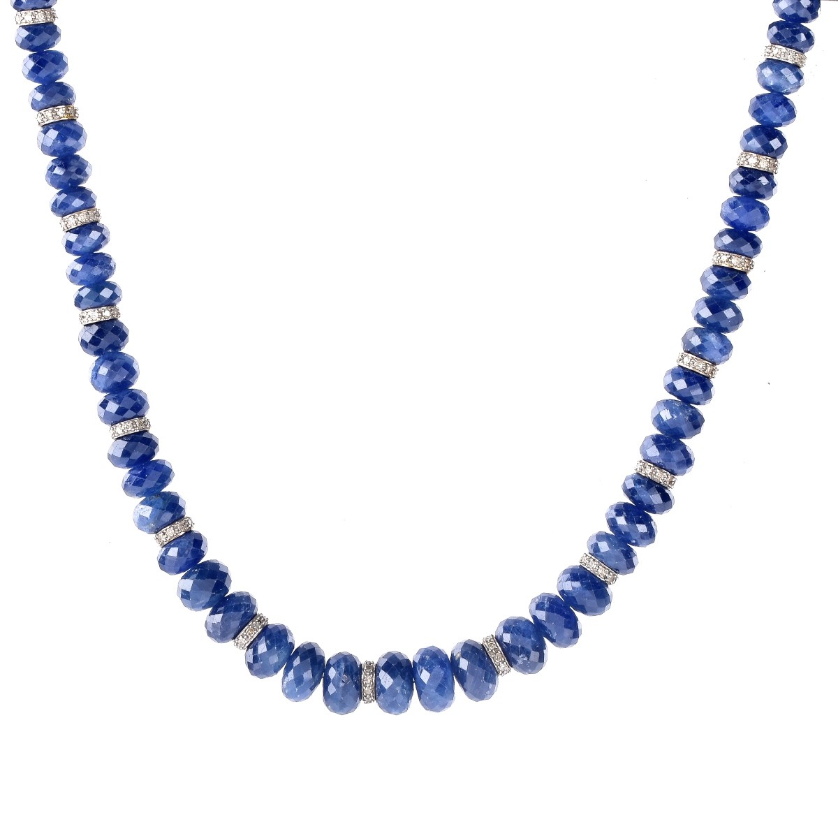 Sapphire, Diamond and 18K Gold Necklace