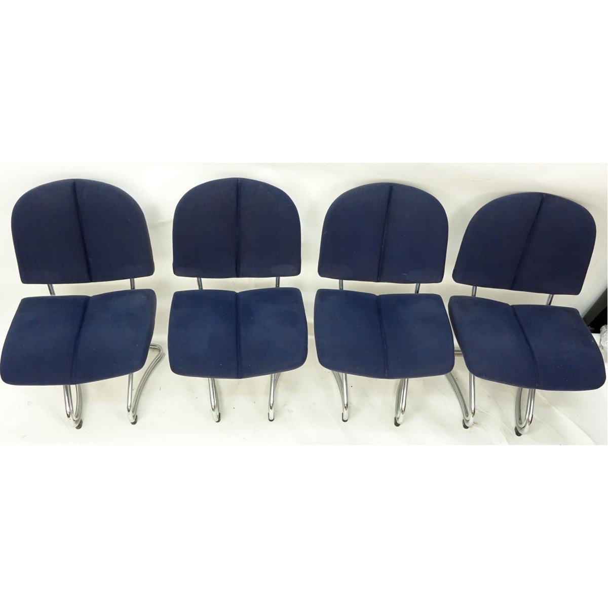 Four (4) Modern Chrome and Upholstered Chairs