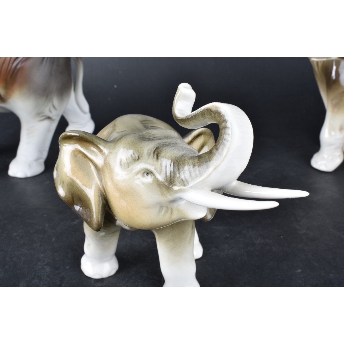 Four (4) Royal Dux Porcelain Elephant Figurines