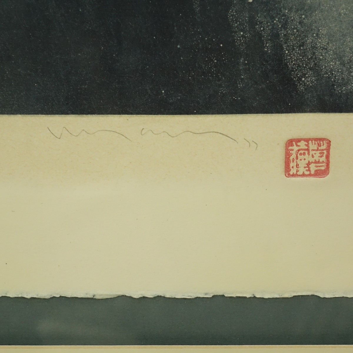 20th Century Japanese Colored Etching "Scenery I"