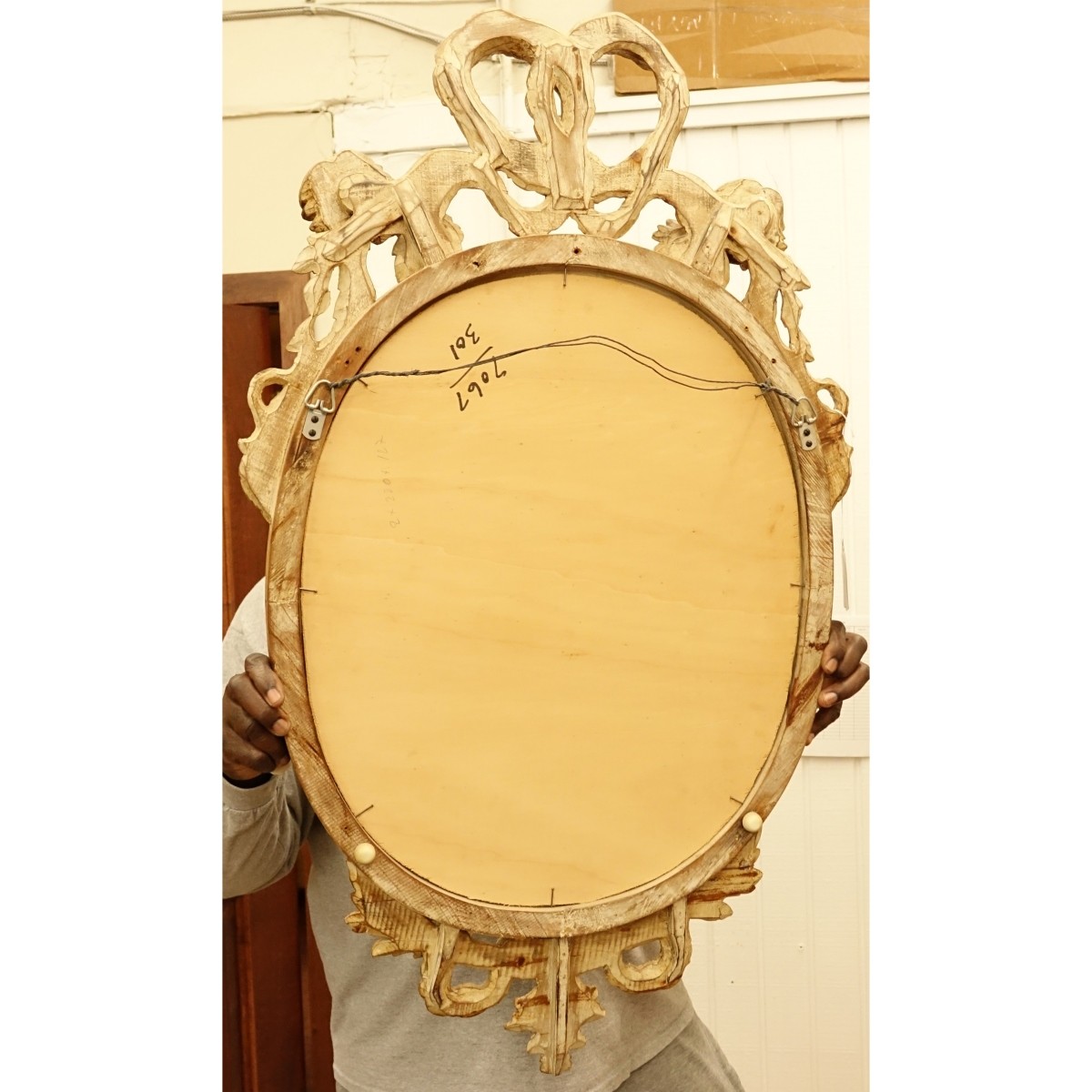 Louis XVI Style Gilt Carved Oval Mirror