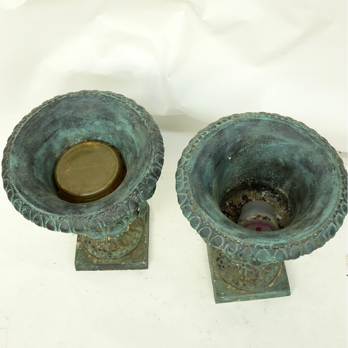 Pair Pottery Garden Urns