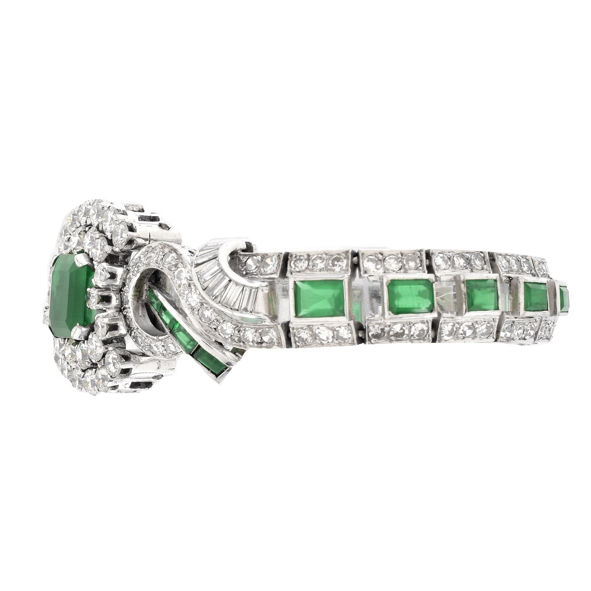 Art Deco Diamond and Emerald Bracelet