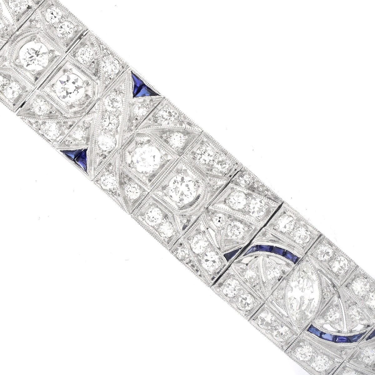 Art Deco 7.75 Carat Diamond and Platinum Bracelet