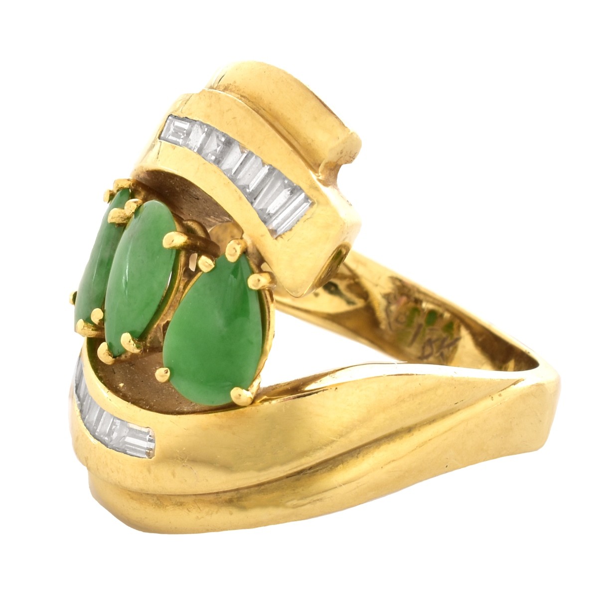 Vintage Jade, Diamond and 18K Gold Ring