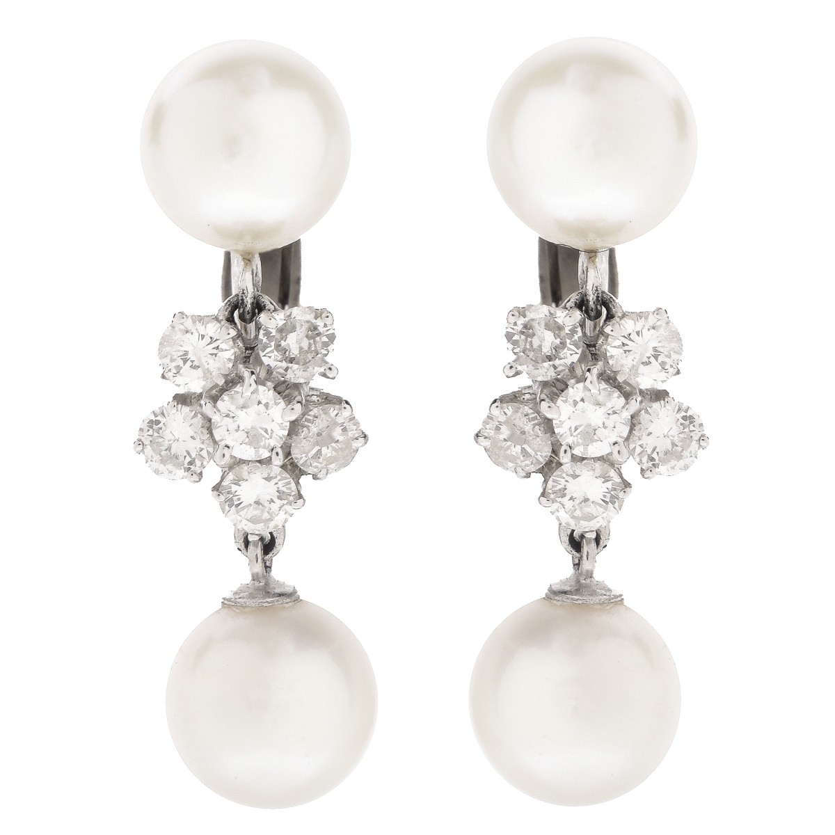 Vintage Pearl and Diamond Earrings