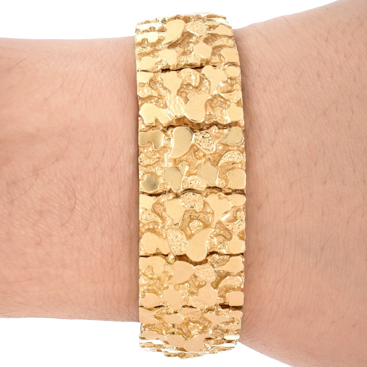Man's 14K Gold Nugget Bracelet