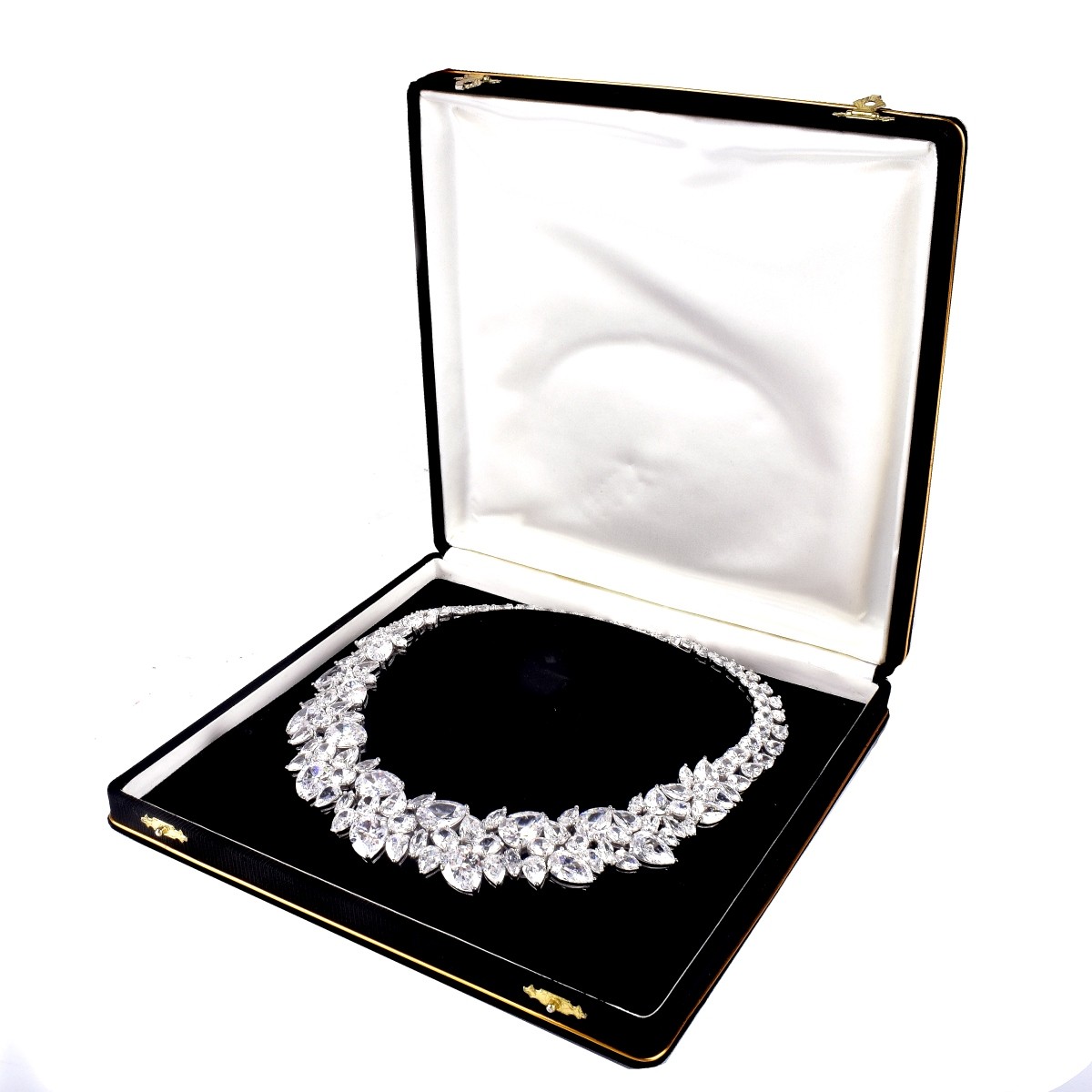 Harry Winston style CZ and Silver Necklace