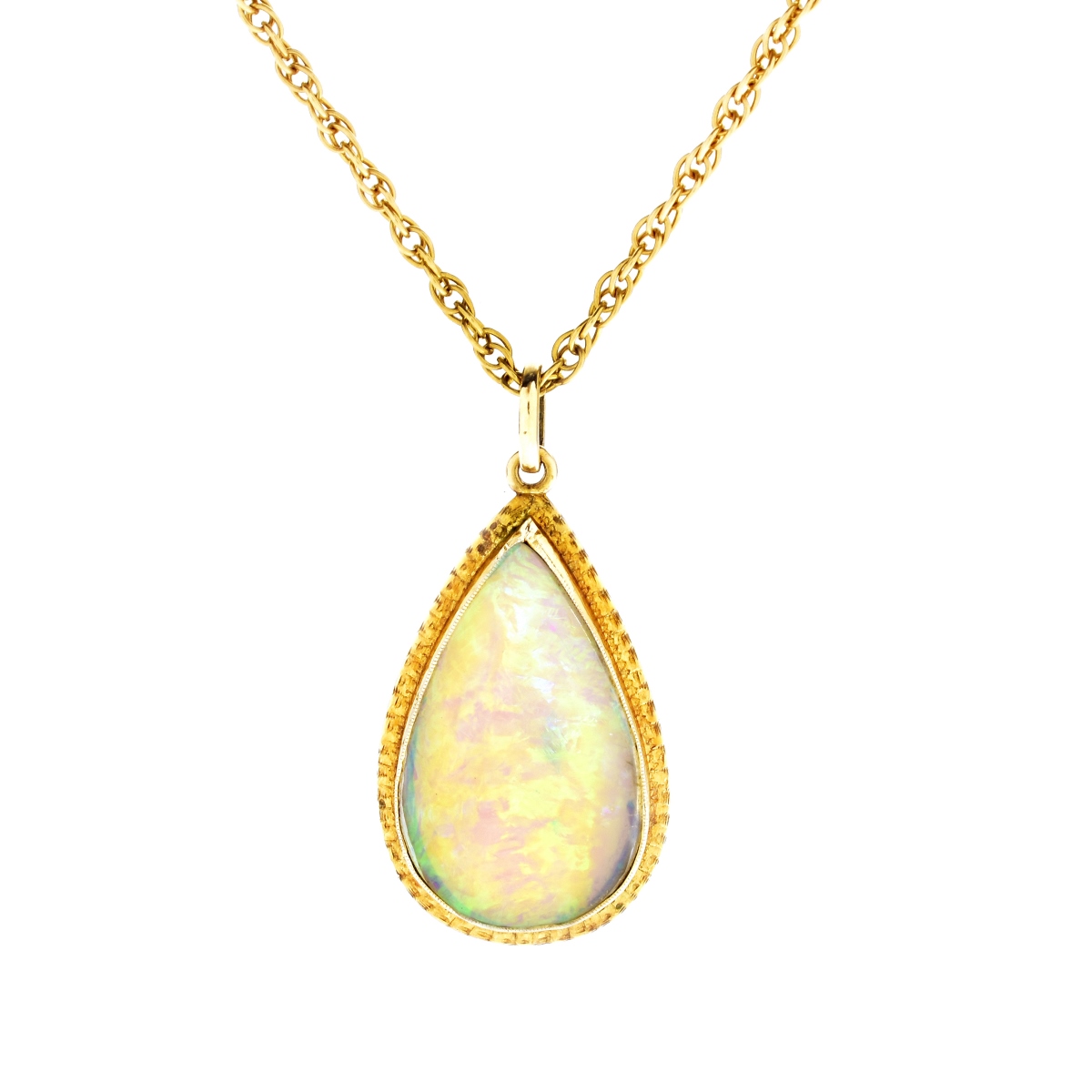 Vintage Opal and 14K Gold Pendant Necklace
