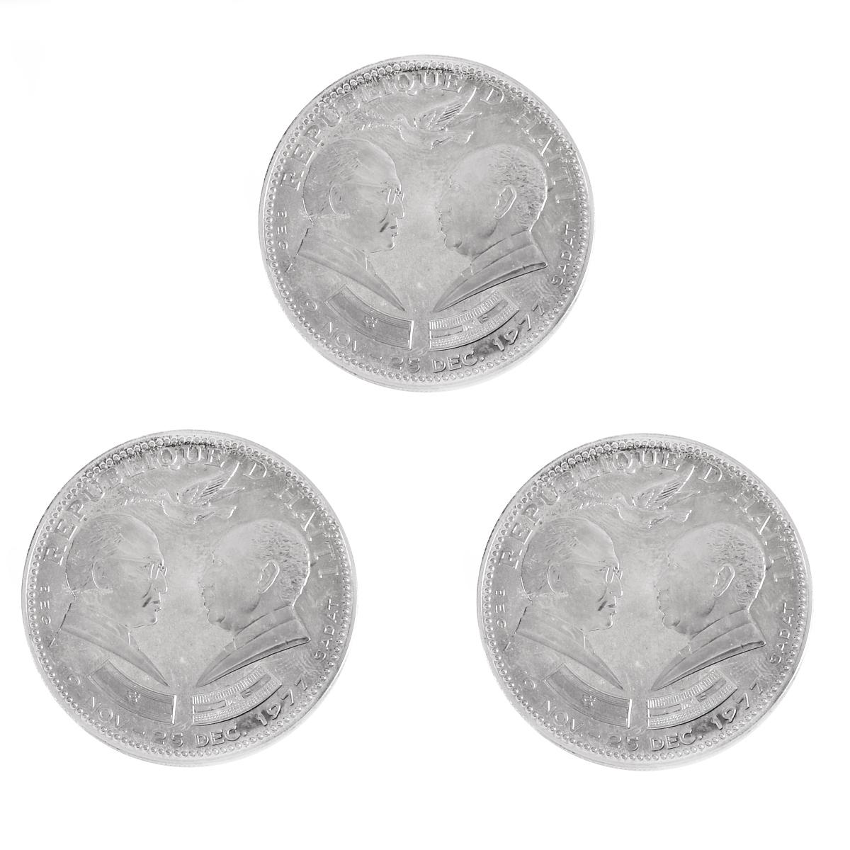 Three 1977 Haiti Silver Coins