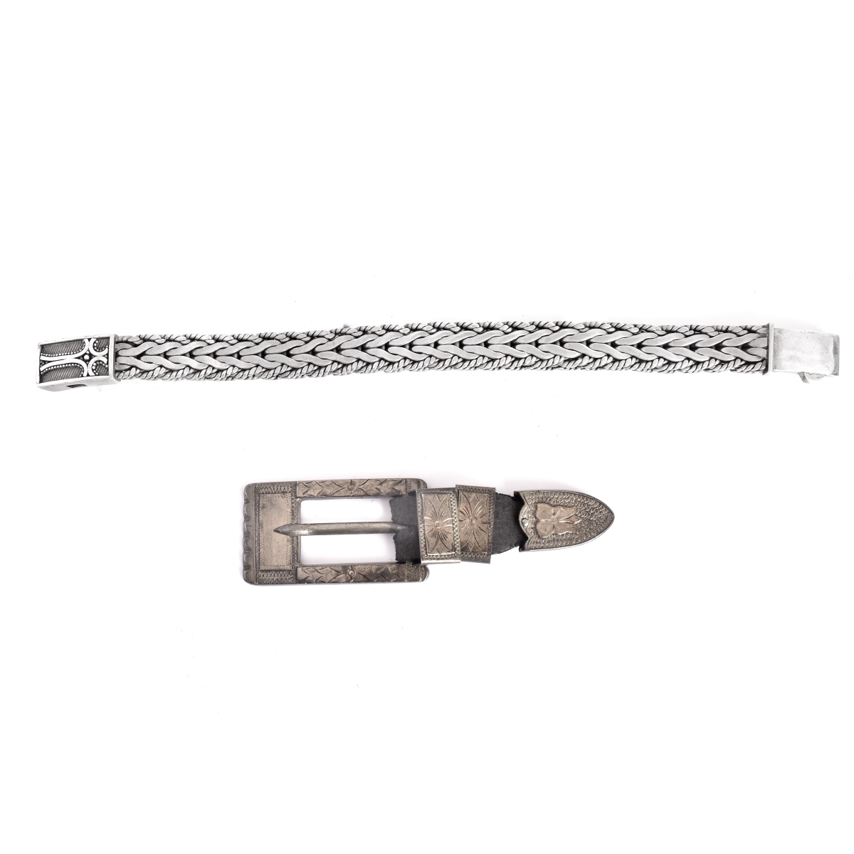 Vintage Sterling Bracelet and Belt Buckle