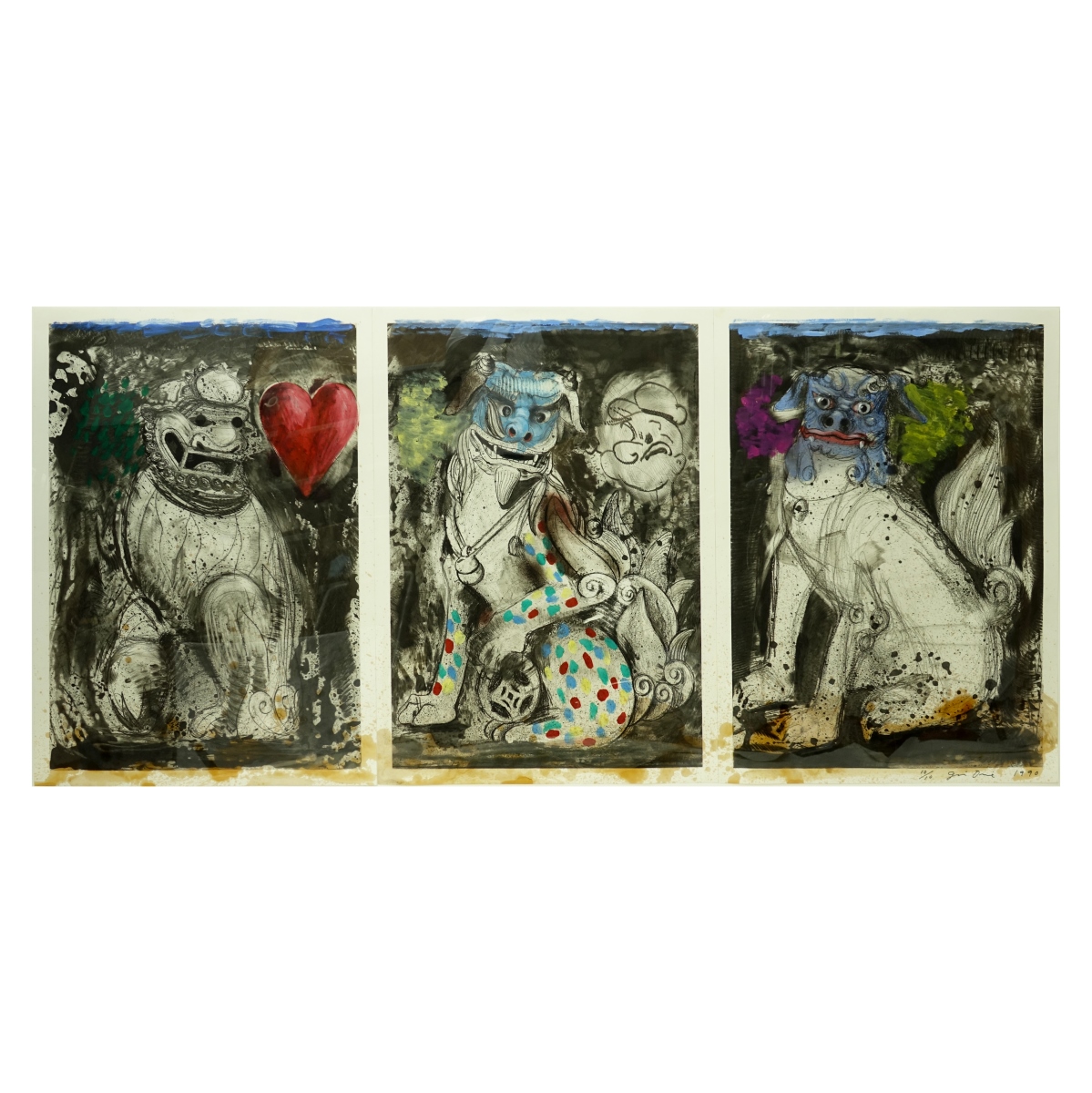 Jim Dine Fu Dog Triptych