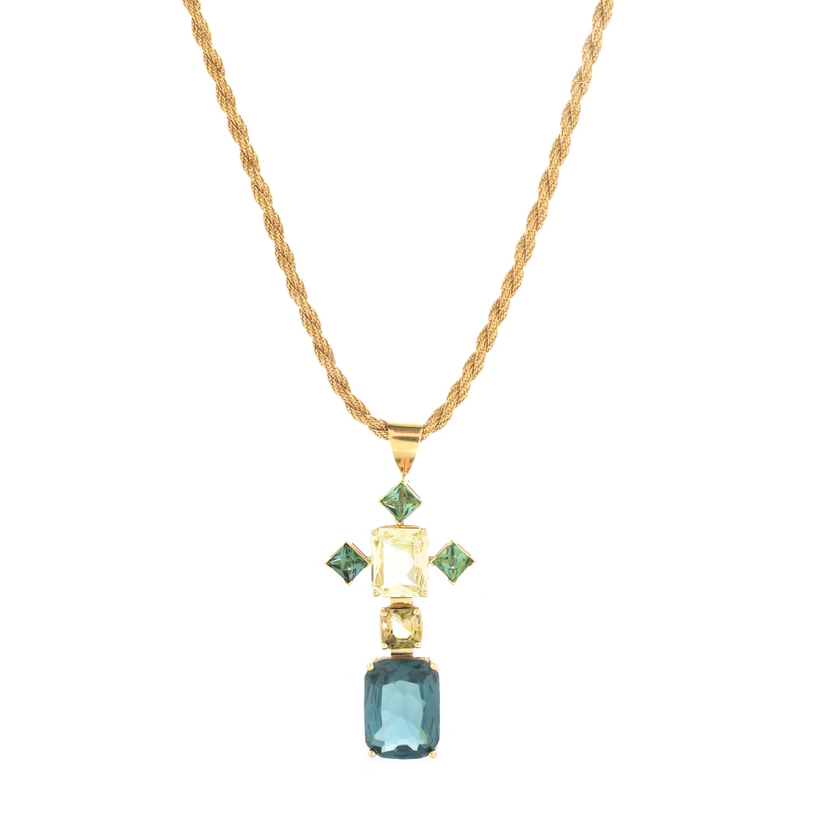 Multi Gemstone and 14K Gold Necklace