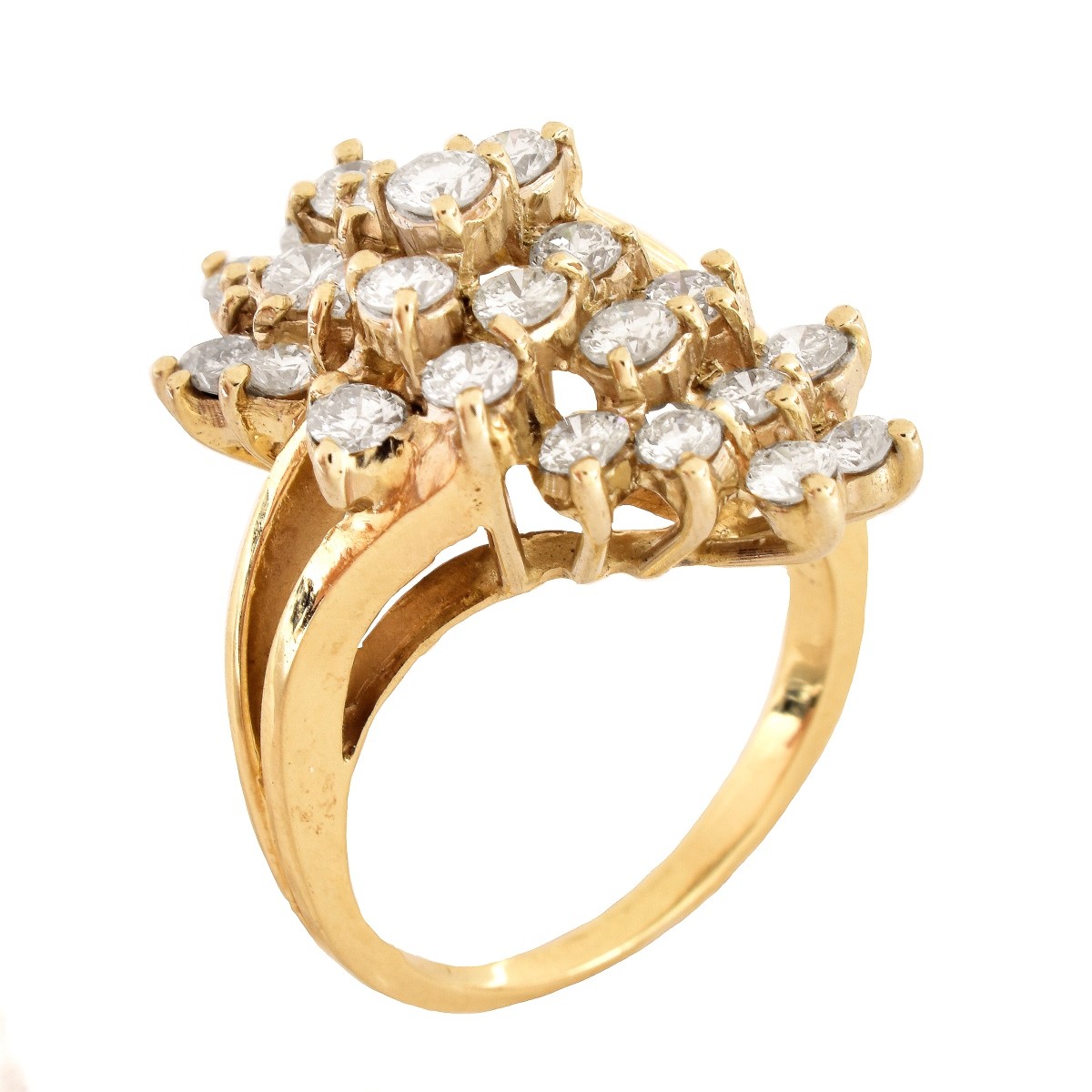 3.15ct TW Diamond and 14K Gold Cluster Ring