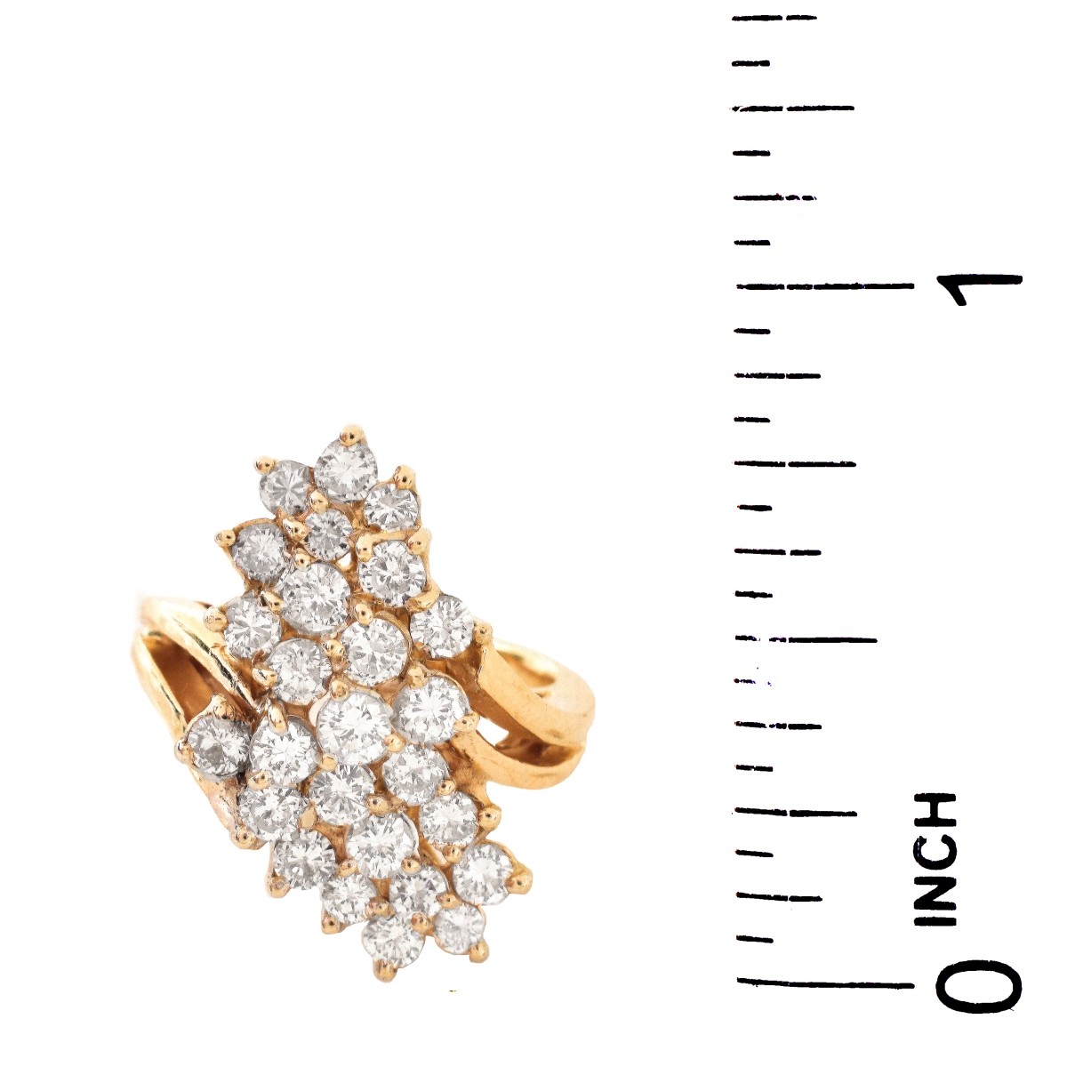 3.15ct TW Diamond and 14K Gold Cluster Ring