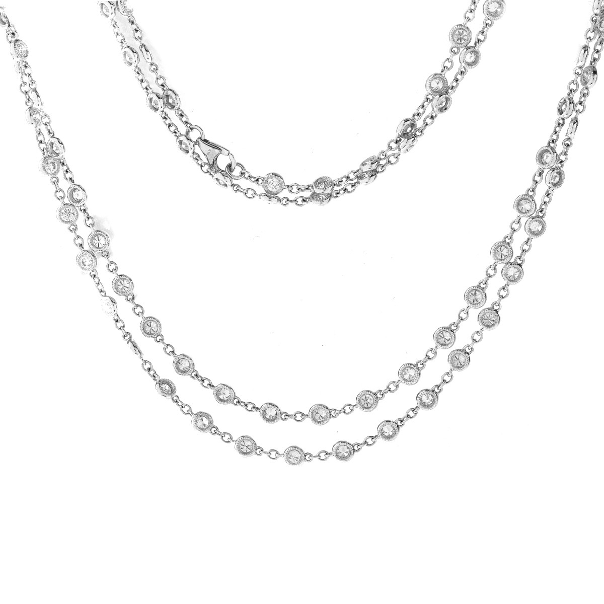Tiffany style Diamond and 18K Gold Necklace