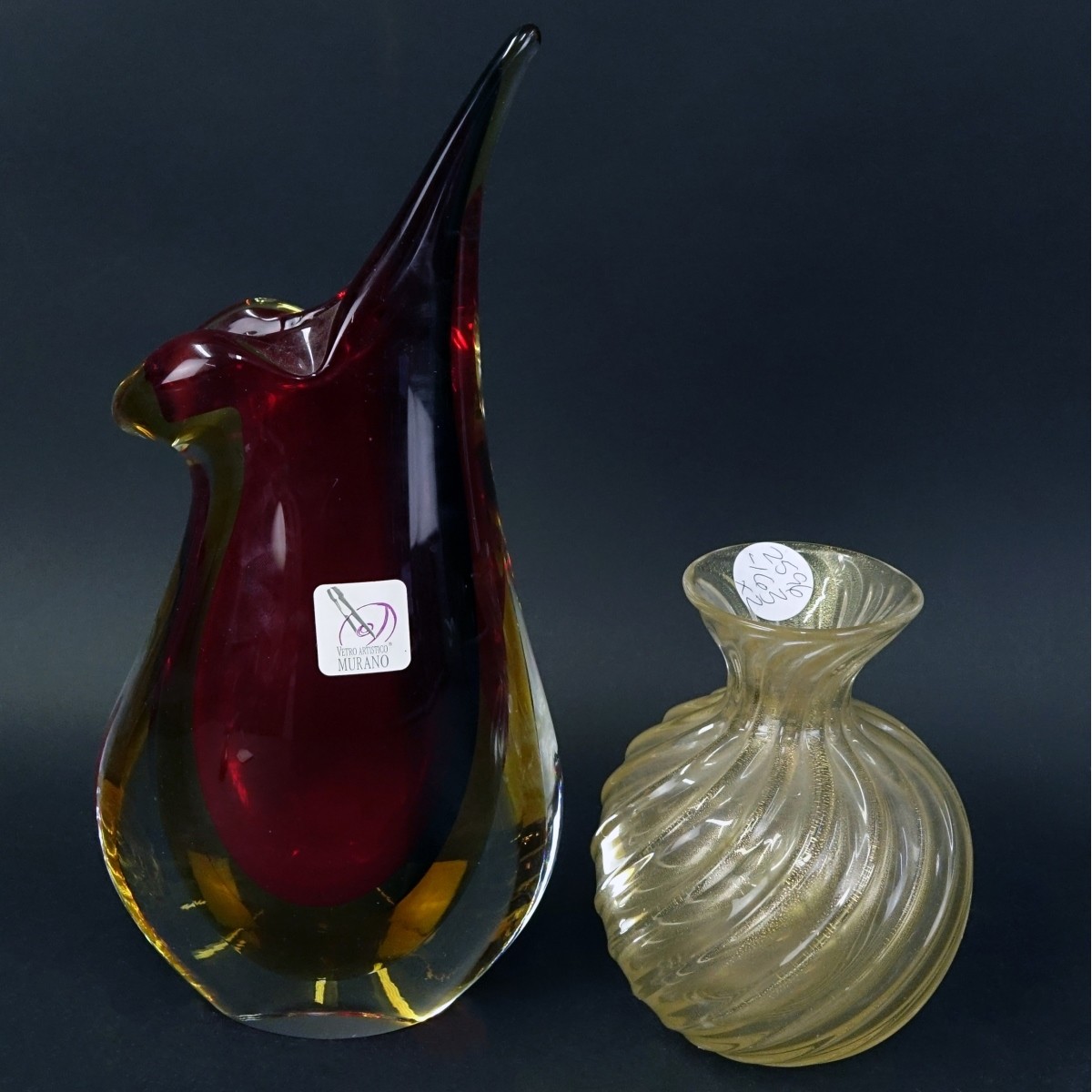 Two (2) Murano Art Glass Vases