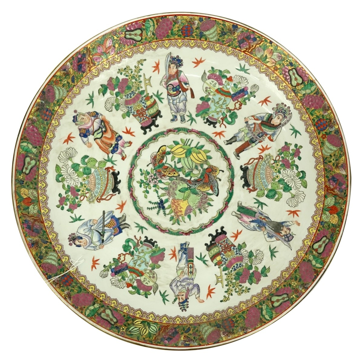 Massive Chinese Famille Rose Porcelain Charger