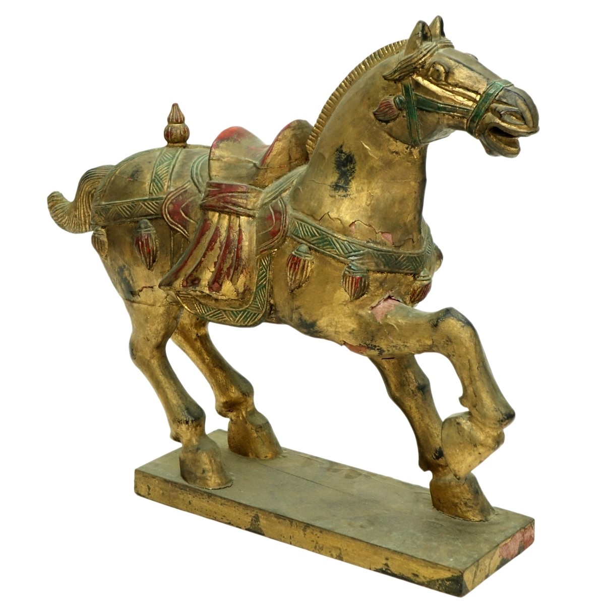 Large Chinese Carved Giltwood Tang Style Horse