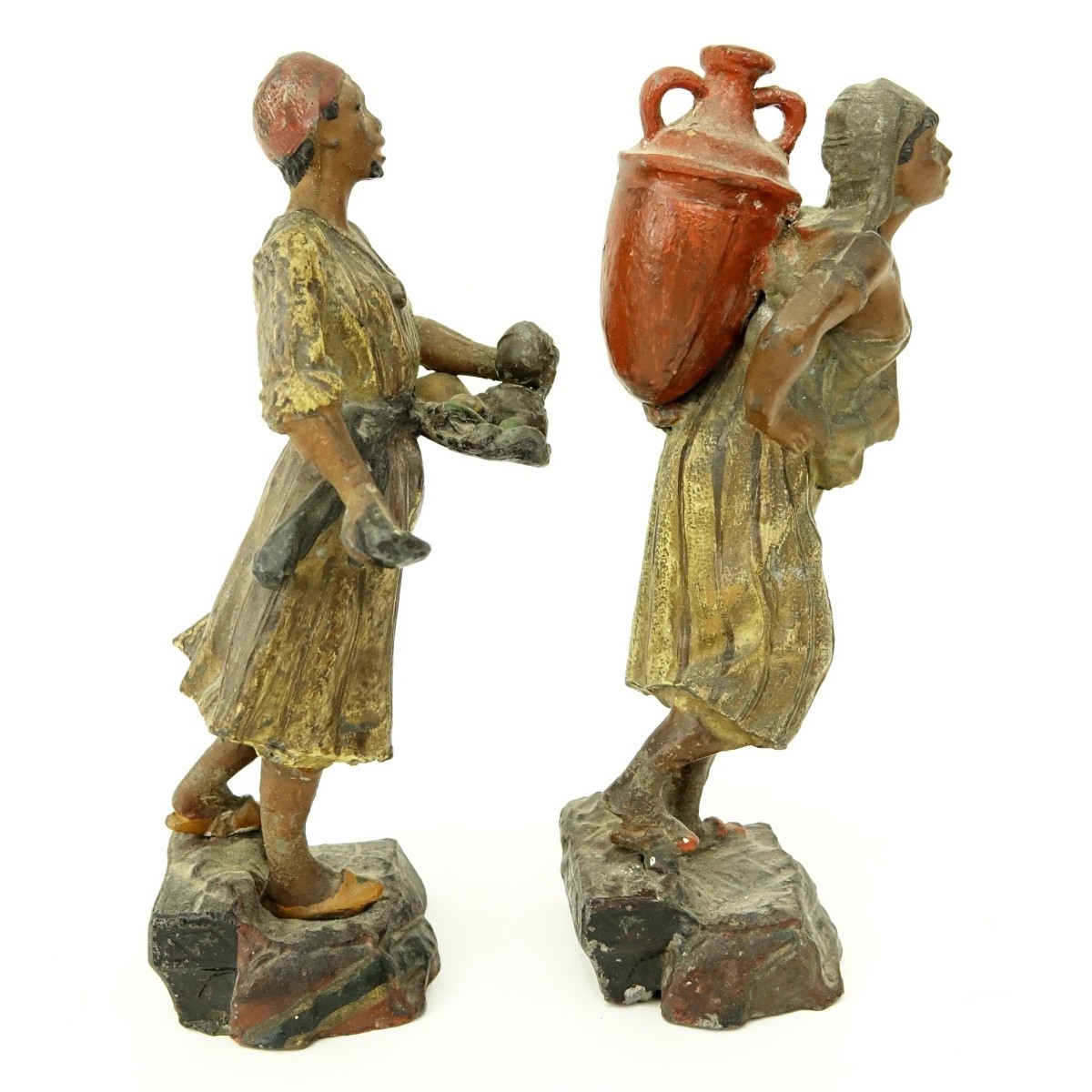 Pair of French Polychrome Spelter Figures