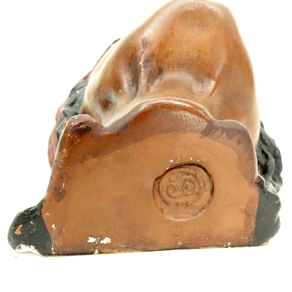 Large Vintage Polychrome Pottery Male Arab Head