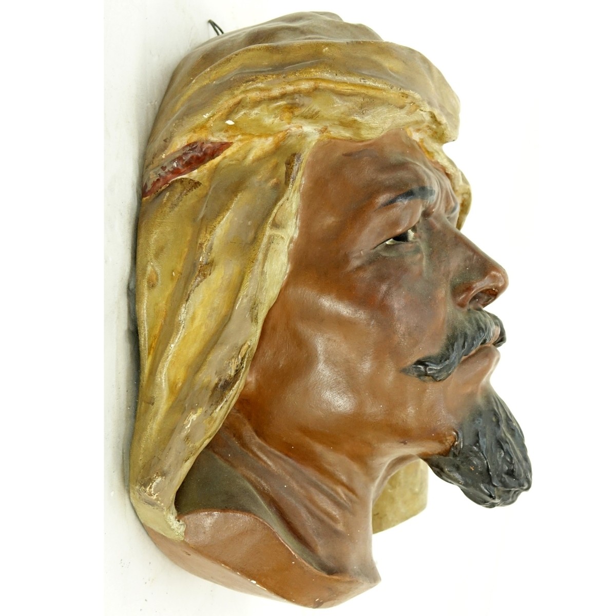 Large Vintage Polychrome Terracotta Male Arab