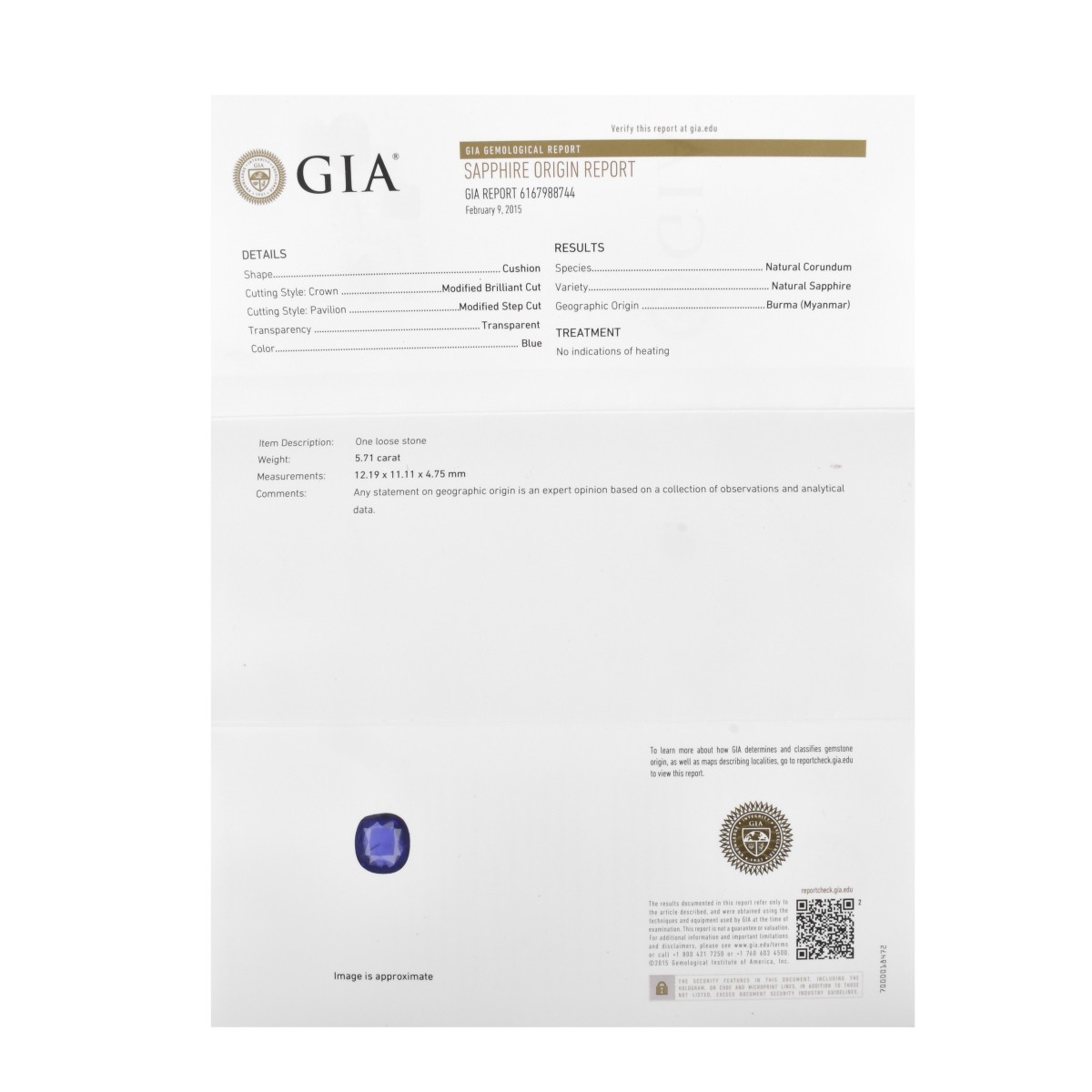 AGL / GIA Burma Sapphire and Diamond Ring