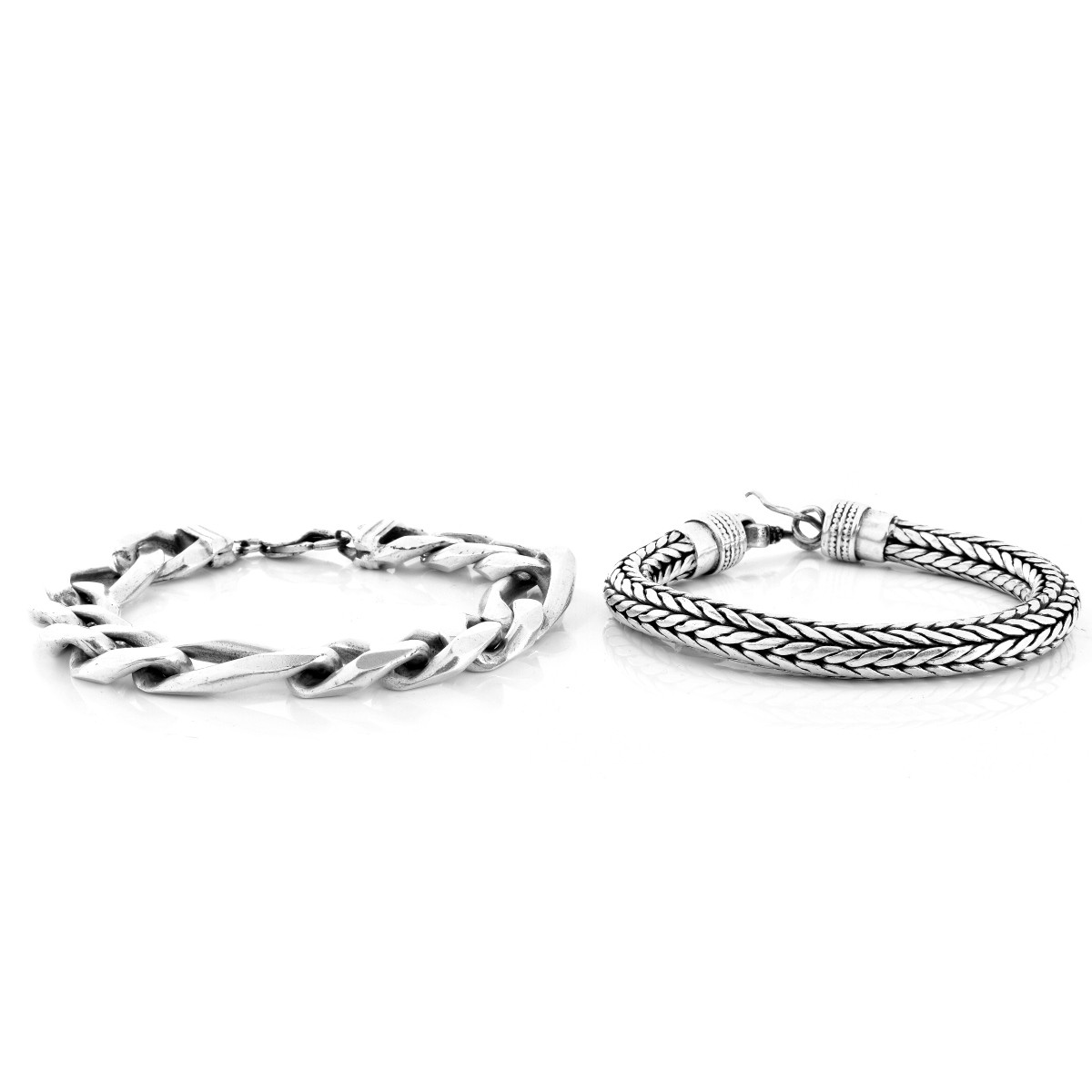 Two Men's Silver Bracelets