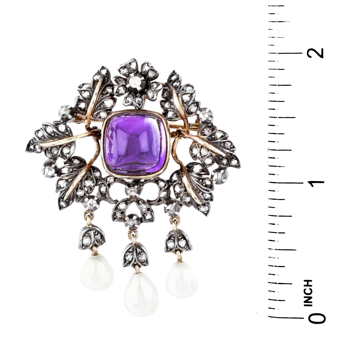 Antique Amethyst, Diamond and Pearl Pendant