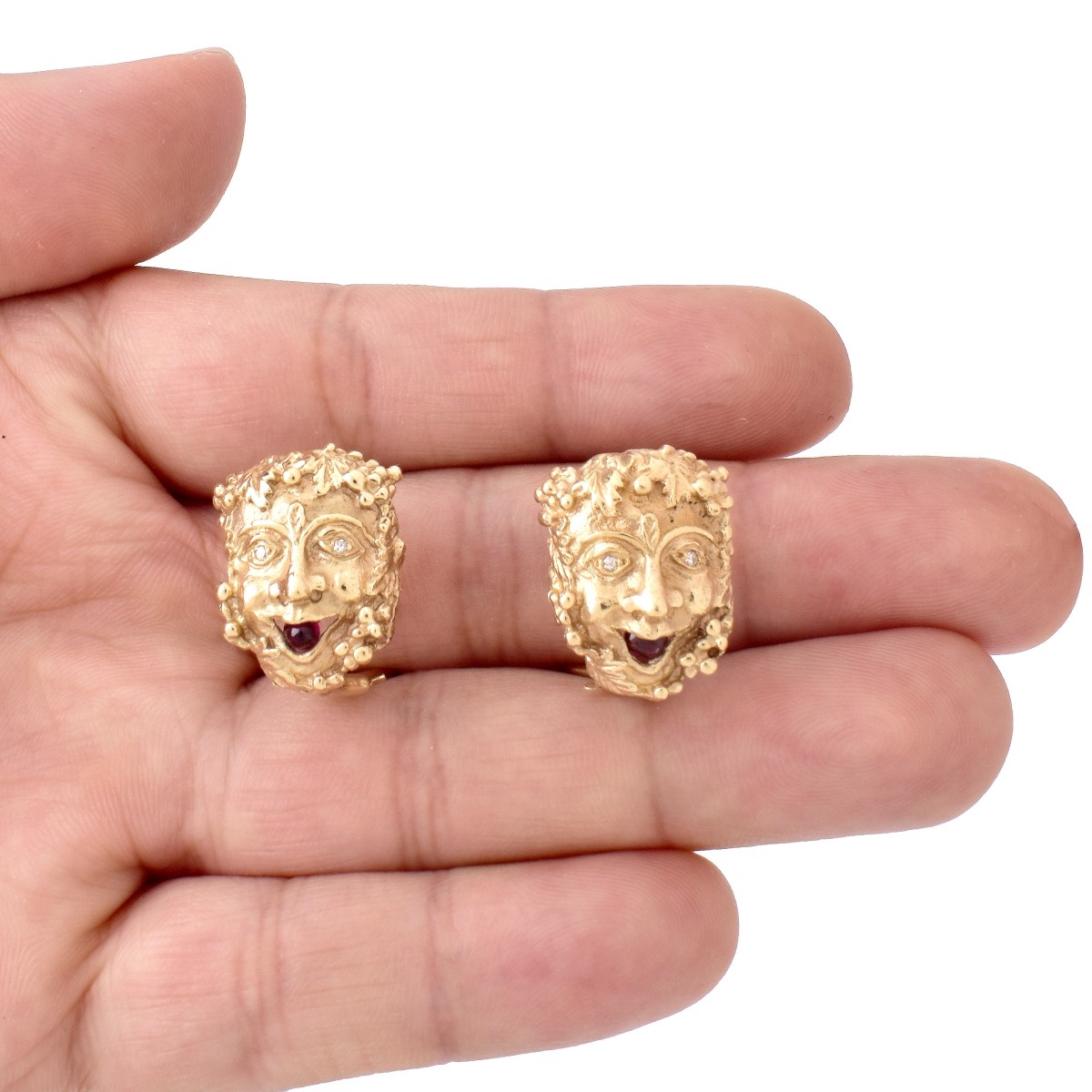 14K Gold Satyr Earrings